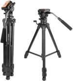 Kingjoy VT-1500 lightweight professional video tripod & VT-1510 fluid drag pan head-3 section