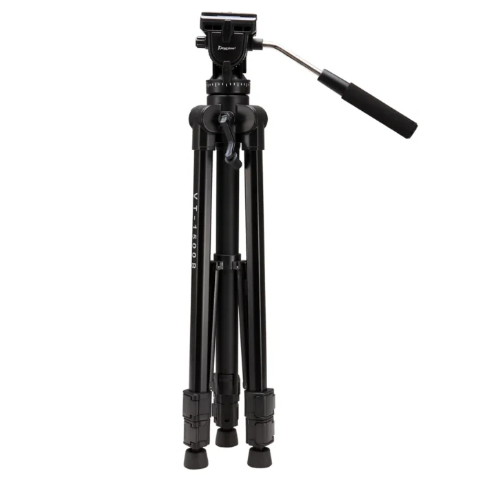 Kingjoy VT-1500 lightweight professional video tripod & VT-1510 fluid drag pan head-3 section