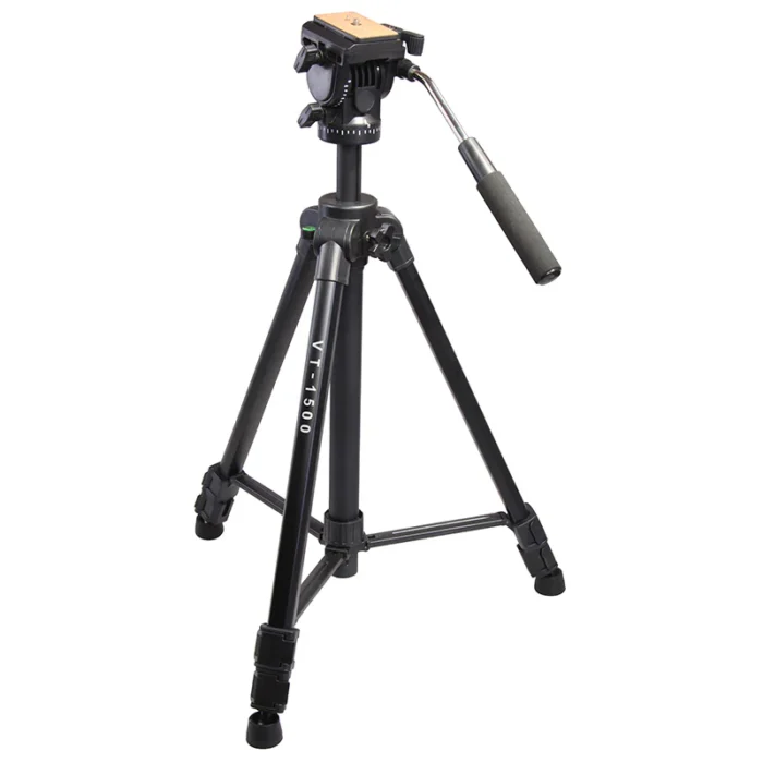 Kingjoy VT-1500 lightweight professional video tripod & VT-1510 fluid drag pan head-3 section