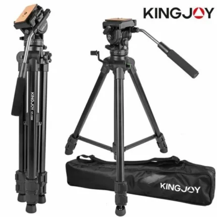 Lightweight 3-section aluminum tripod 65" maximum height, 4.8lbs weight VT-1510 fluid drag pan head Ideal for DSLR cameras, videography and photography