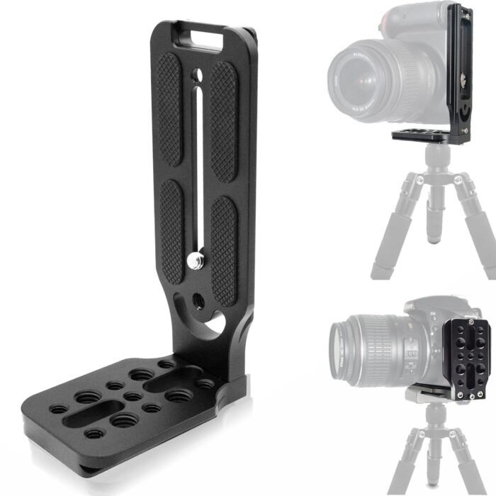 Vertical Plate L Bracket Mount for DSLR Camera - Gimbal Stabilizer, Tripod, Monopod Compatible