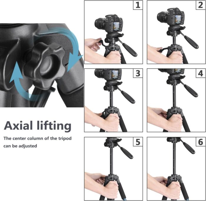 NEEWER SAB-234 Aluminium Camera Tripod (Blue) – Lightweight & Versatile for DSLR and Video Cameras - Image 6