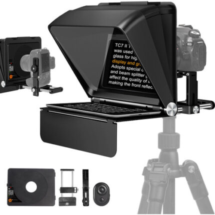 LENSGO TC7 II 7.9 Teleprompter delivers pro script reading for DSLR and phones with foldable design, HD glass, and Bluetooth remote.